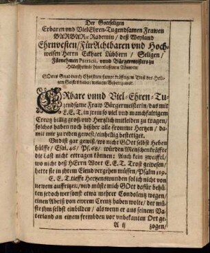 Der Gottseligen Erbaren und Viel Ehren-Tugendsamen Frawen Barbaræ Rademin/ [...]