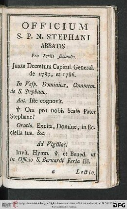 Officium S. P. N. Stephani abbatis