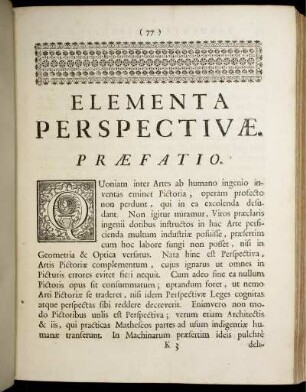 Elementa perspectivae. Præfatio.