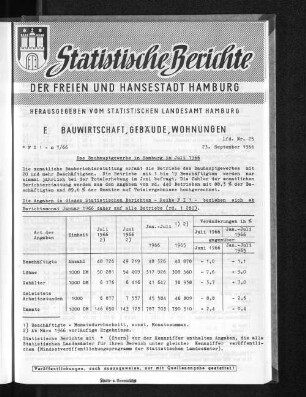 Das Bauhauptgewerbe in Hamburg im Juli 1966 : Lfd. Nr. 25