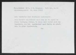 Brief von Gerhart Hauptmann an Max Liebermann