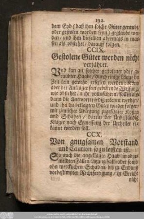 CCX. Von gnugsamen Vorstand und Caution so zu leisten ist.