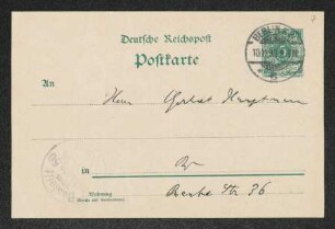 Brief von Otto Brahm an Gerhart Hauptmann