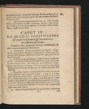 Caput IV. De Modis Constituendi & acquirendi feudum & imprimis de investitura & forma.