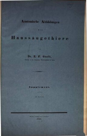 Anatomische Abbildungen der Haussäugethiere, [2]. Supplement