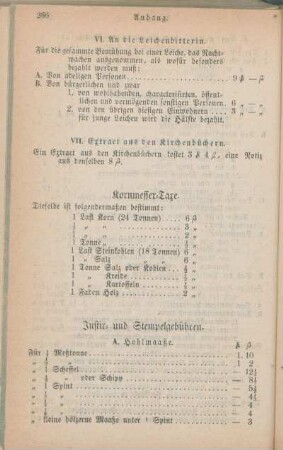 Kornmesser-Taxe. Justir- und Stempelgebühr.
