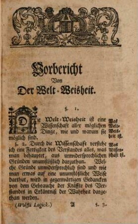 Vernünftige Gedancken Von den Kräfften des menschlichen Verstandes Und Ihrem richtigen Gebrauche In Erkäntniß der Wahrheit