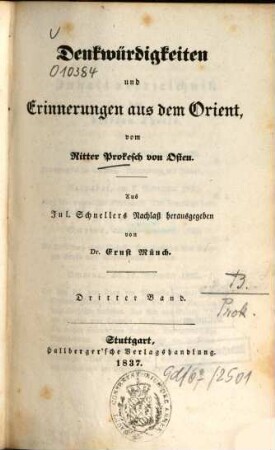 Denkwürdigkeiten und Erinnerungen aus dem Orient, 3. Band