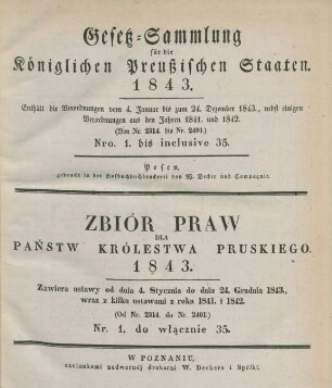 1843: Gesetzsammlung für die Königlichen Preußischen Staaten
