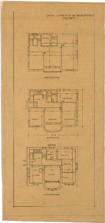 Billing, Hermann; Esslingen, Mühlberger Str. 29 (früher Panoramastr.); Haus Schwarz - Grundriss EG; Grundriss OG; Grundriss UG