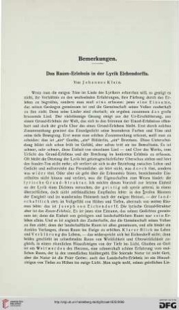 29: Das Raum-Erlebnis in der Lyrik Eichendorffs