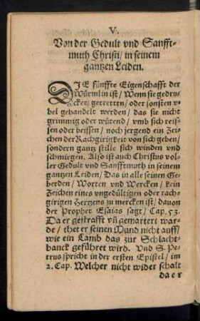 V. Von der Gedult und Sanfftmuth Christi/ in seinem gantzen Leiden.