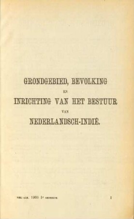 Grondgebied, Bevolking en Inrichting van het Bestuur von Nederlandsch-Indie