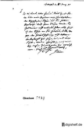 1: Brief von Johann Wilhelm Ludwig Gleim an Garlieb Helwig (?) Merkel