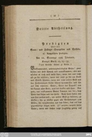 Dritte Abtheilung. Predigten über die Sonn- und Festtags-Evangelien und Episteln.