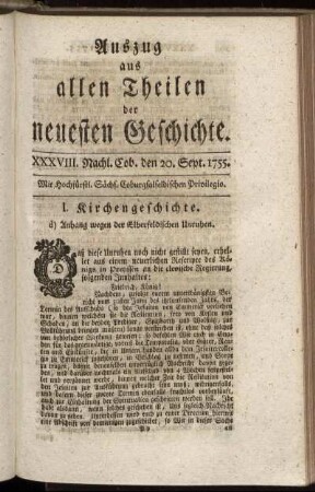 XXXVIII. Nachl. Cob. den 20. Sept. 1755.