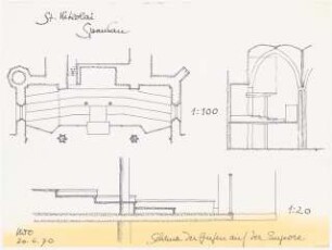 Evangelische St. Nikolai-Kirche, Berlin-Spandau Orgel: Schema Stufen auf der Empore 1:100, 1:20