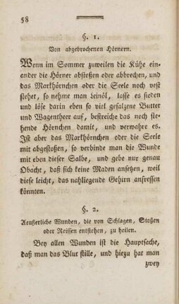 §. 2. Aeußerliche Wunden, die von Schlagen, Stoßen oder Reissen entstehen, zu heilen
