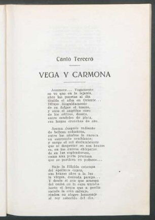 Canto Tercero: Vega y Carmona