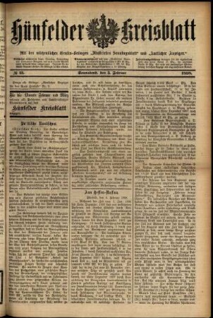 Ausgabe vom Samstag, den 05. Februar 1898.