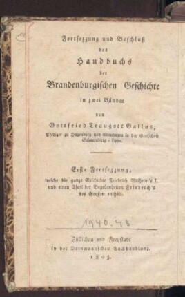 5: Geschichte der Mark Brandenburg, Fünfter Band, Welcher einen vollstaendigen Abriß der Geschichte Friedrich Wilhelm's I. und einen Theil von Friedrich II. enthaelt