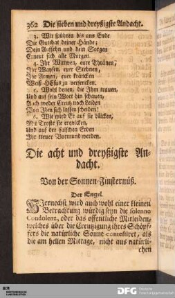 Die acht und dreyßigste Andacht. Von der Sonnen-Finsternüß.