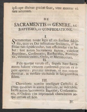 De Sacramentis In Genere, Ac Baptismo, Et Confirmatione