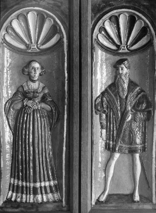 Ofenkachel-Paar : Ofenkachel-Paar. Keramik, farbig glasiert. Nürnberg: Germanisches Nationalmuseum