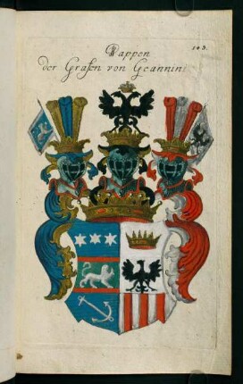143r-143v, 143. Wappen der Grafen von Geannini