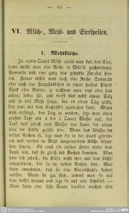 VI. Milch-, Mehl- und Eierspeisen