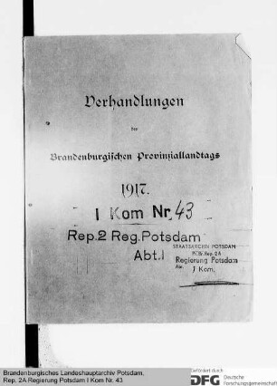 Verhandlungen des Brandenburgischen Provinziallandtages (45. Tagung)