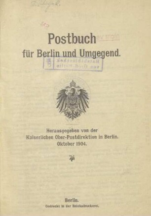 1904: Postbuch für Berlin und Umgegend