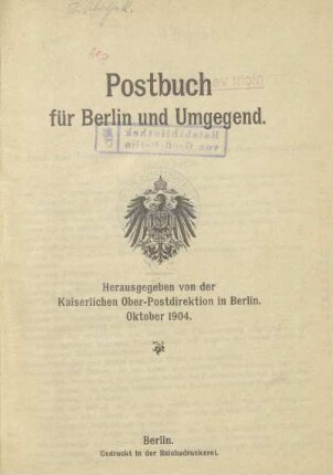 1904: Postbuch für Berlin und Umgegend