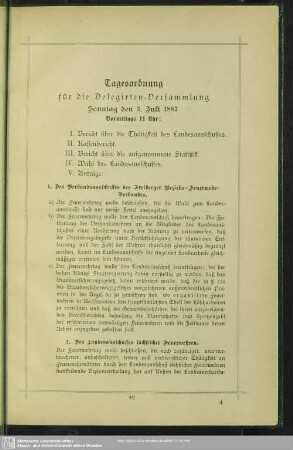 Tagesordnung für die Delegirten-Versammlung