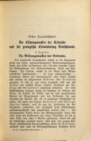 Geognostische Wanderungen in Deutschland : Ein Handbuch für Naturfreunde und Reisende, 1. Deutschlands Landgebiet im allgemeinen nach seinen Bildungsmassen, Entwicklungsstadien, Oberflächenformen, Gewässern und seiner gegenwärtigen Oberflächengliederung