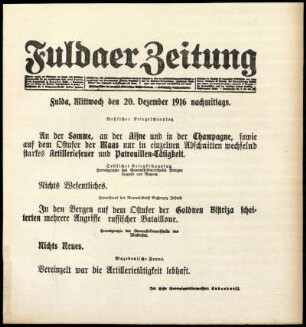 Ausgabe vom Mittwoch, den 20. Dezember 1916.