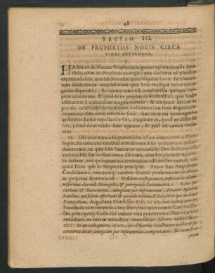 Sectio III. De Prophetiis Novis Circa Fidei Articulos.