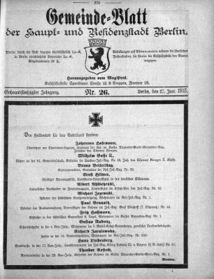 1915,26: Nr. 26, 27. Juni 1915