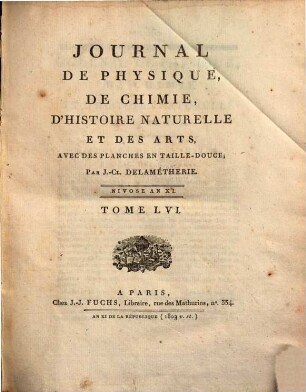 Journal de physique, de chimie et d'histoire naturelle. 56. 1803 = [T. 13]