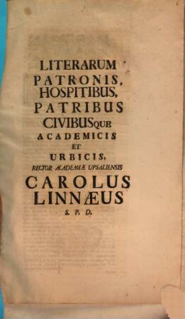 Literarum Patronis ... S. P. D. : [Programma invit. ad orat. L. Suenonii ... quo de secreta nominum vi et reverentia autor praefatur]