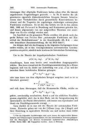 Zusammenschluß von Gruppentheorie und Funktionentheorie.