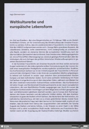 Weltkulturerbe und europäische Lebensform