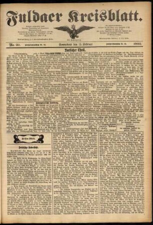 Ausgabe vom Samstag, den 15. Februar 1902.