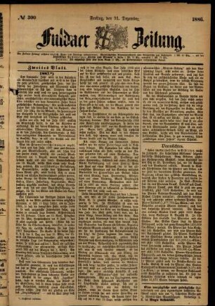 Ausgabe vom Freitag, den 31. Dezember 1886.