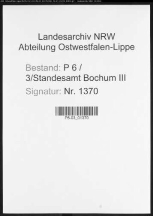 Sterberegister Standesamt Bochum III-Altenbochum