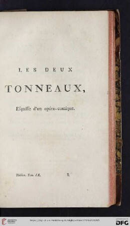 Les deux tonneaux, esquisse d'un opéra-comique