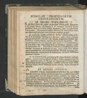 Scholae Professorvm Ordinariorvm.