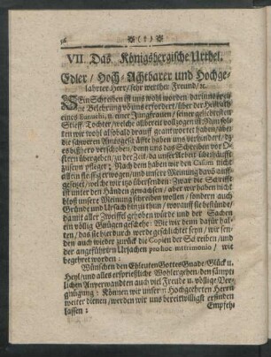 VII. Das Königsbergische Urthel.