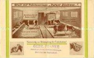 Stall mit Tränkeanlage "Patent Dickow."