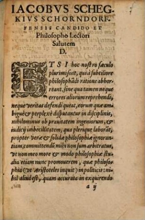 Iac. Schegkii Schorndorffensis Medici & Philosophi Eximij, De plastica seminis facultate libri tres